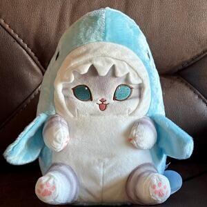 NWT Authentic Mofusand Pastel Shark Mofusand: Blue costume grey tabby Plush 11”